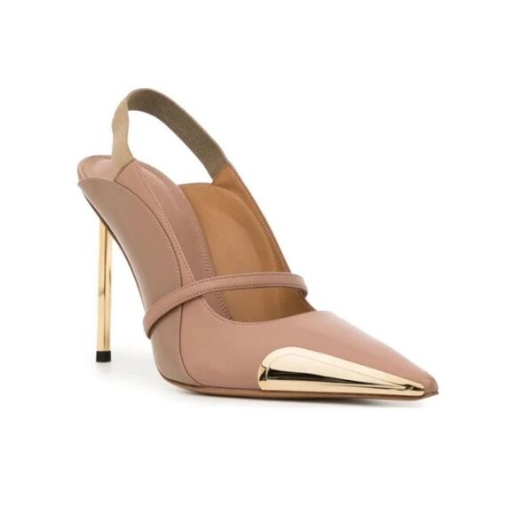 NEW-OFF-WHITE -Allenframe Slim Heel- Tan/Gold- Size 41 - Picture 1 of 15